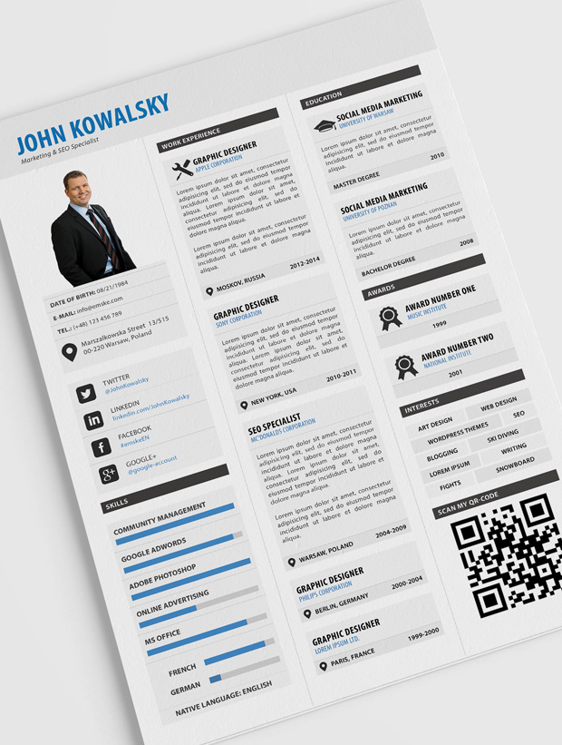 professional resume template  psd  pdf