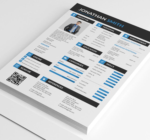 all in one psd resume template