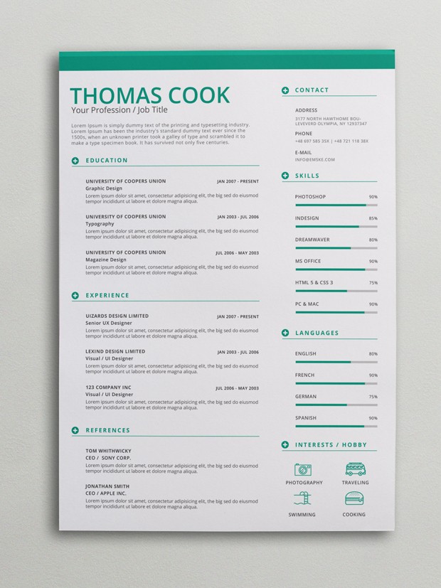 green creative resume template